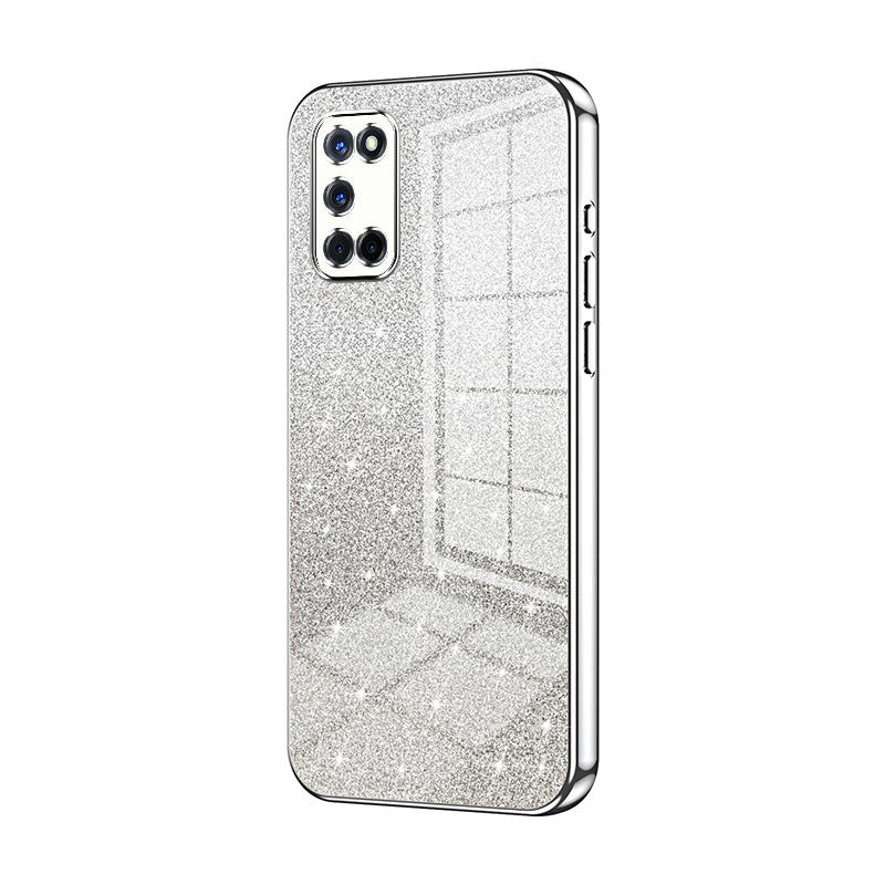 OPPO A92 Luxurious Electroplated Gradient Glitter Powder Case - Enhanced Lens Protection