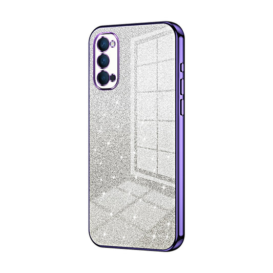 OPPO Reno4 Luxurious Electroplated Gradient Glitter Powder Case - Enhanced Lens Protection