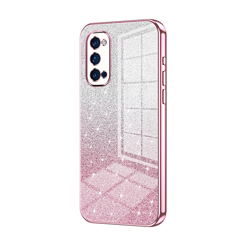 OPPO Reno4 Pro Luxurious Electroplated Gradient Glitter Powder Case - Enhanced Lens Protection