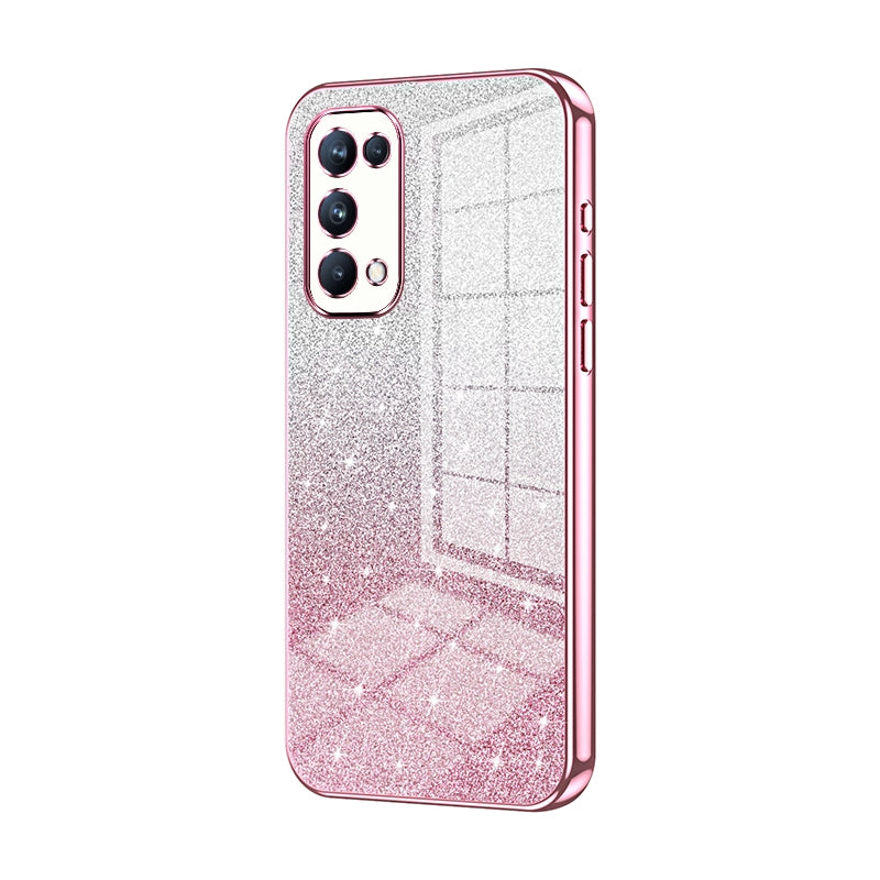 OPPO Reno5 Pro Luxurious Electroplated Gradient Glitter Powder Case - Enhanced Lens Protection