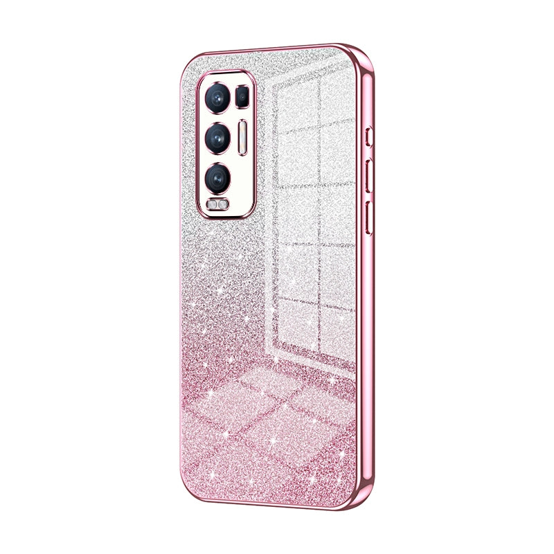 OPPO Reno5 Pro+ Luxurious Electroplated Gradient Glitter Powder Case - Enhanced Lens Protection