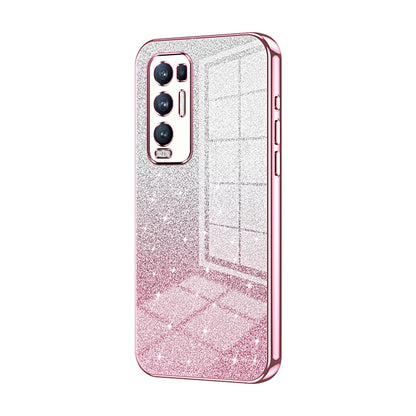 OPPO Reno5 Pro+ Luxurious Electroplated Gradient Glitter Powder Case - Enhanced Lens Protection