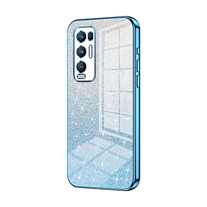 OPPO Reno5 Pro+ Luxurious Electroplated Gradient Glitter Powder Case - Enhanced Lens Protection