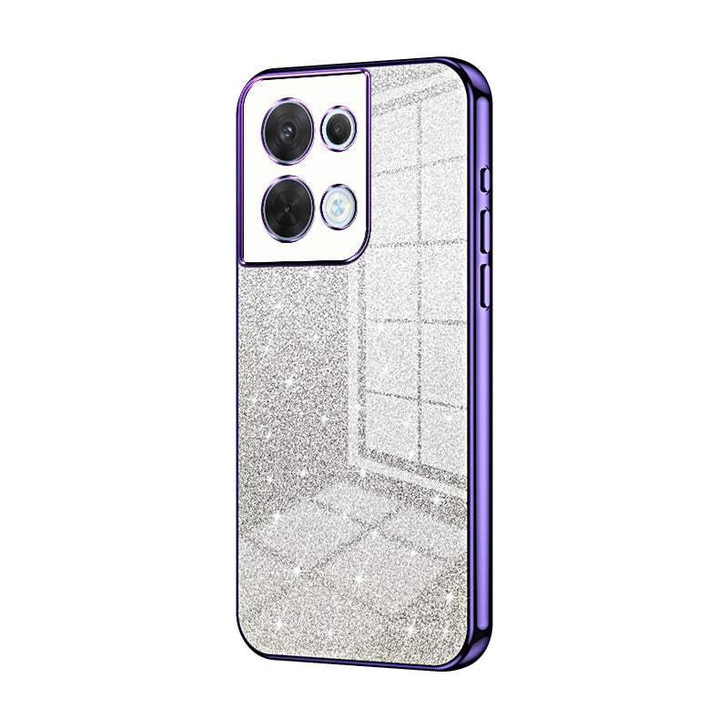 OPPO Reno8 Luxurious Electroplated Gradient Glitter Powder Case - Enhanced Lens Protection