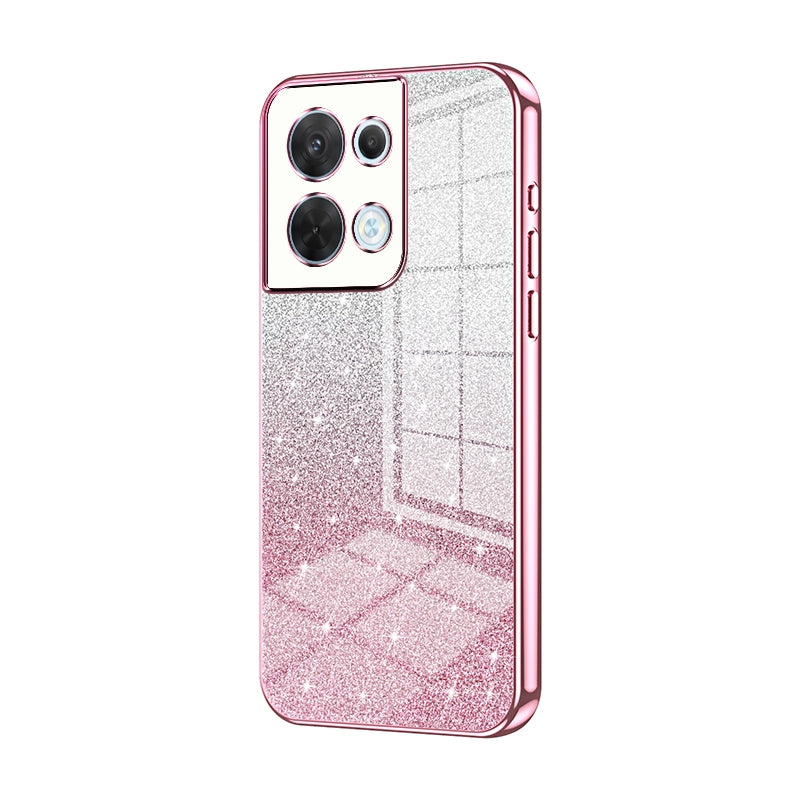 OPPO Reno8 Luxurious Electroplated Gradient Glitter Powder Case - Enhanced Lens Protection