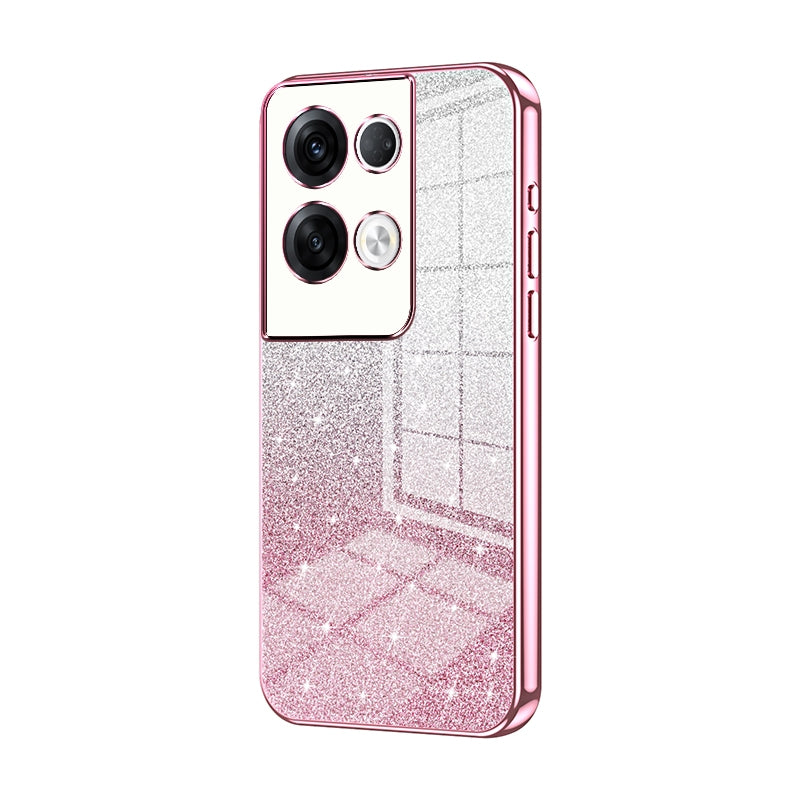 OPPO Reno8 Pro+ Luxurious Electroplated Gradient Glitter Powder Case - Enhanced Lens Protection