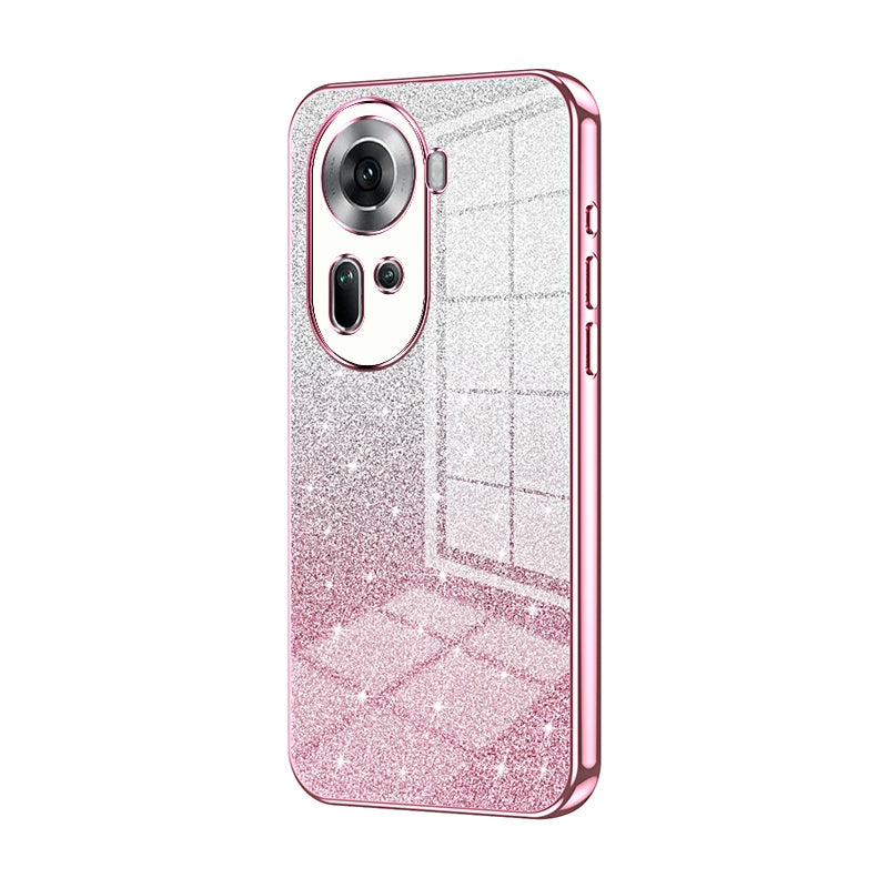 OPPO Reno11 Global Luxurious Electroplated Gradient Glitter Powder Case - Enhanced Lens Protection