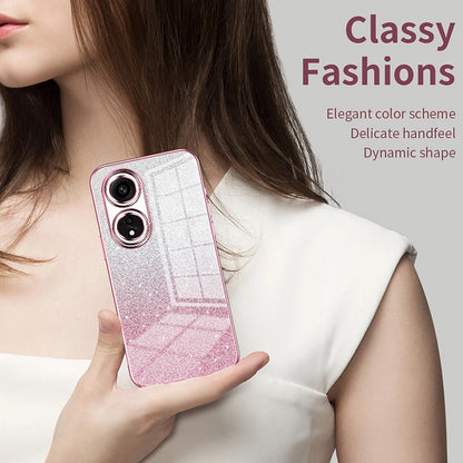 OPPO K9x Luxurious Electroplated Gradient Glitter Powder Case - Enhanced Lens Protection