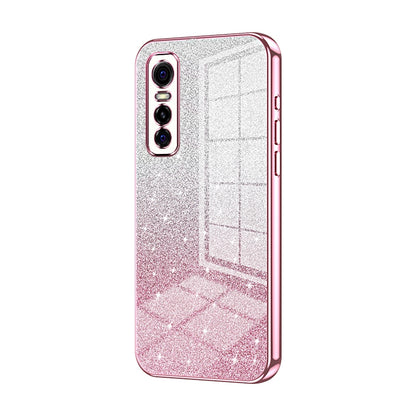 vivo S7e Luxurious Electroplated Gradient Glitter Powder Case - Enhanced Lens Protection