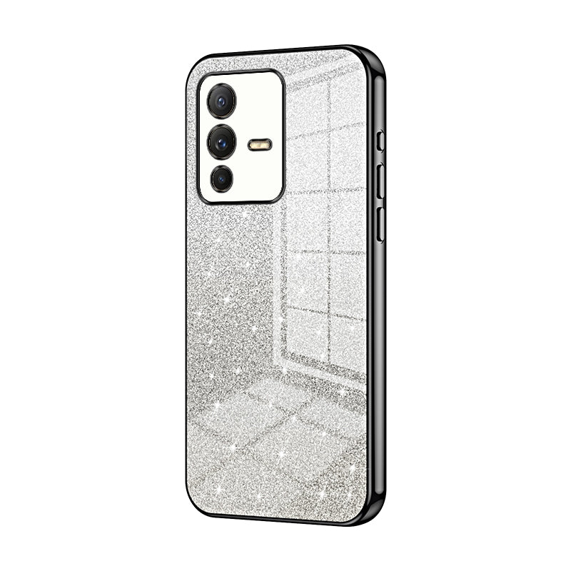 vivo S12 Pro Luxurious Electroplated Gradient Glitter Powder Case - Enhanced Lens Protection