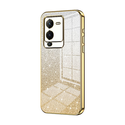 vivo V25 Pro Luxurious Electroplated Gradient Glitter Powder Case - Enhanced Lens Protection