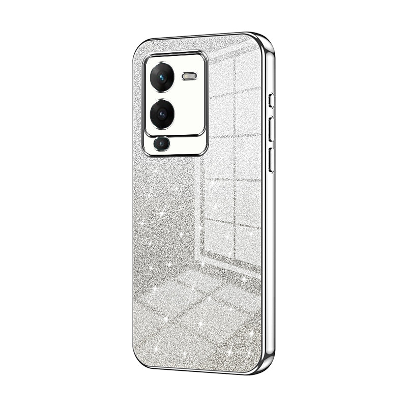 vivo V25 Pro Luxurious Electroplated Gradient Glitter Powder Case - Enhanced Lens Protection