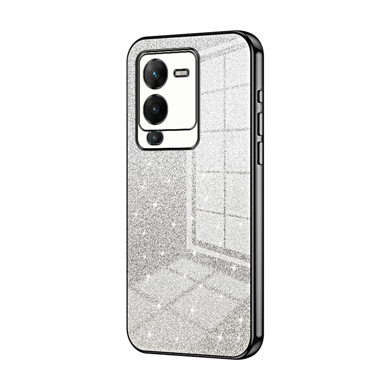 vivo V25 Pro Luxurious Electroplated Gradient Glitter Powder Case - Enhanced Lens Protection