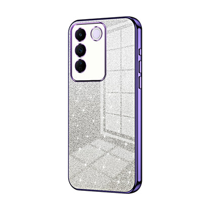 vivo V27e Luxurious Electroplated Gradient Glitter Powder Case - Enhanced Lens Protection