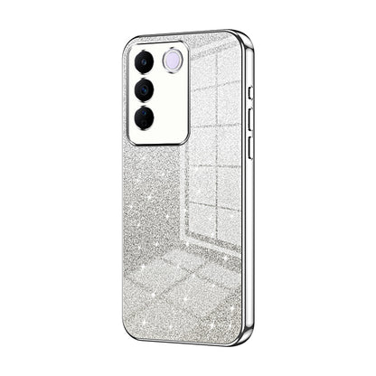 vivo V27e Luxurious Electroplated Gradient Glitter Powder Case - Enhanced Lens Protection