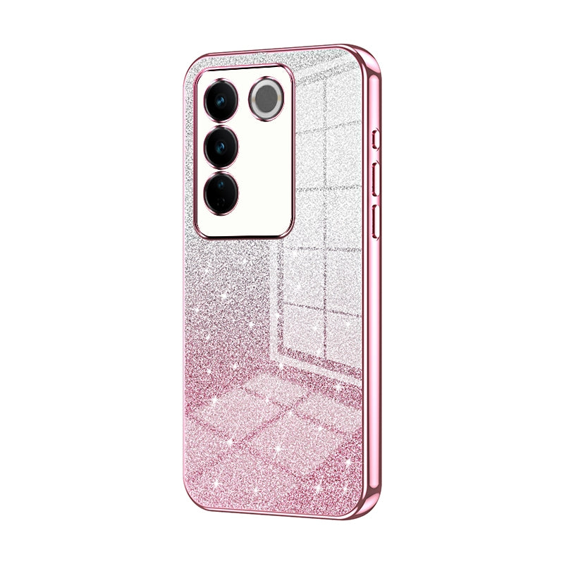 vivo S16 Pro Luxurious Electroplated Gradient Glitter Powder Case - Enhanced Lens Protection