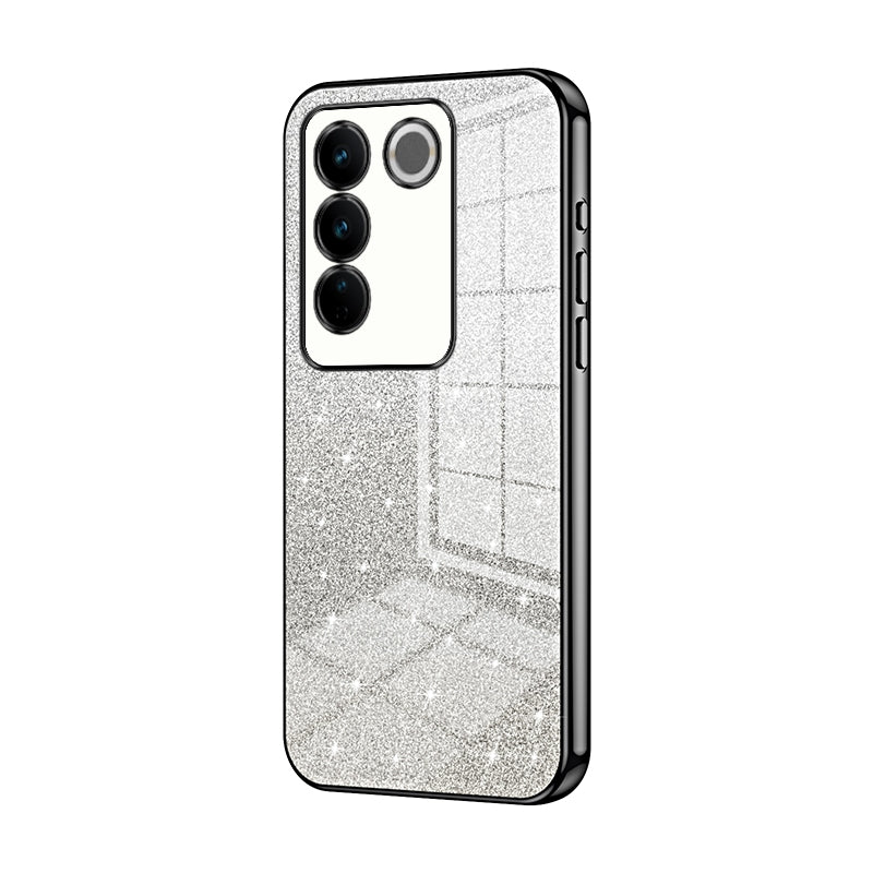 vivo V27 Pro Luxurious Electroplated Gradient Glitter Powder Case - Enhanced Lens Protection