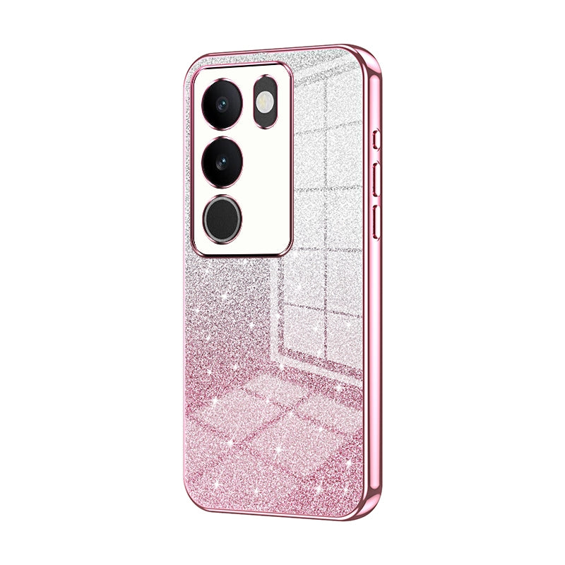 vivo S17t Luxurious Electroplated Gradient Glitter Powder Case - Enhanced Lens Protection