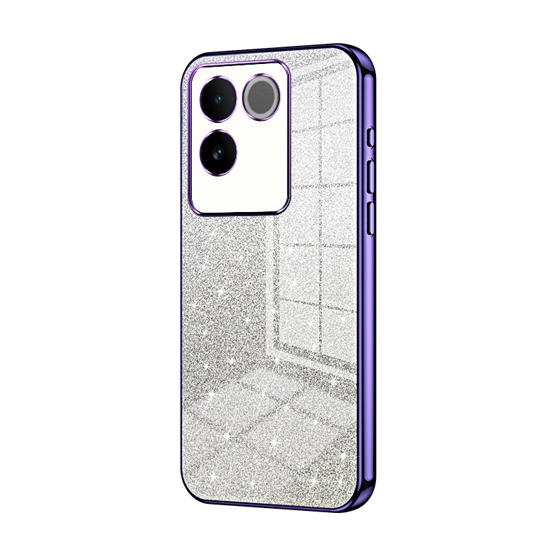 vivo iQOO Z7 Pro Luxurious Electroplated Gradient Glitter Powder Case - Enhanced Lens Protection