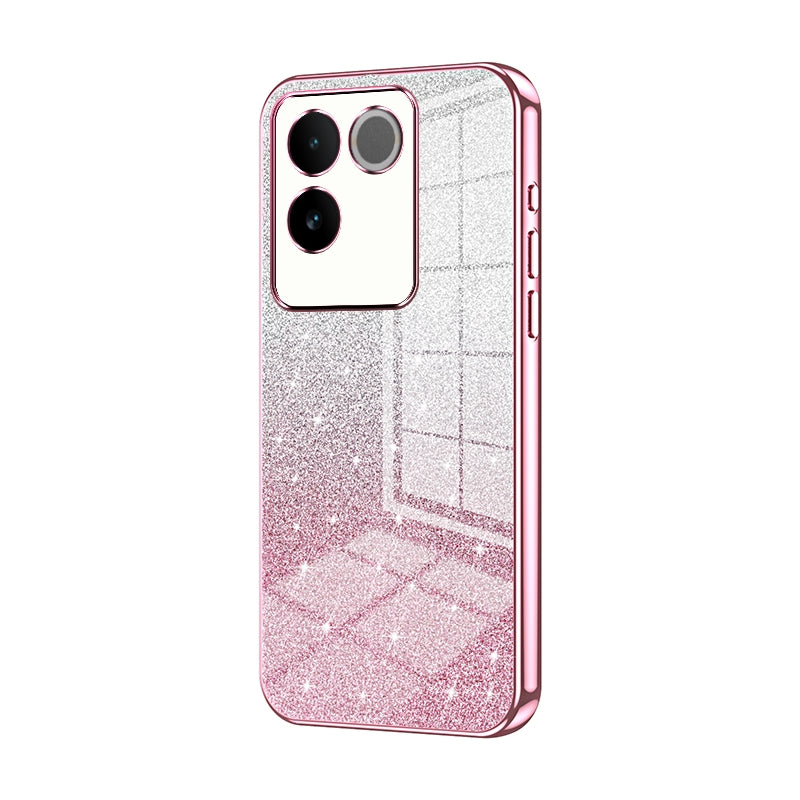 vivo iQOO Z7 Pro Luxurious Electroplated Gradient Glitter Powder Case - Enhanced Lens Protection