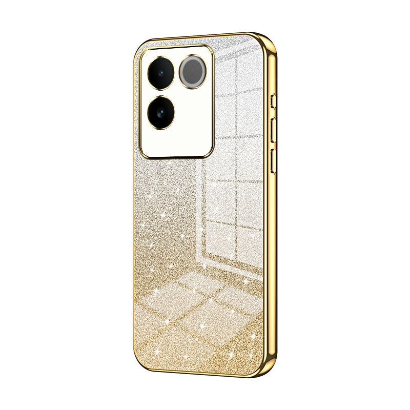 vivo iQOO Z7 Pro Luxurious Electroplated Gradient Glitter Powder Case - Enhanced Lens Protection