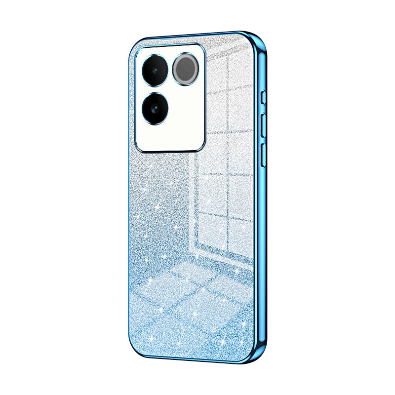 vivo iQOO Z7 Pro Luxurious Electroplated Gradient Glitter Powder Case - Enhanced Lens Protection