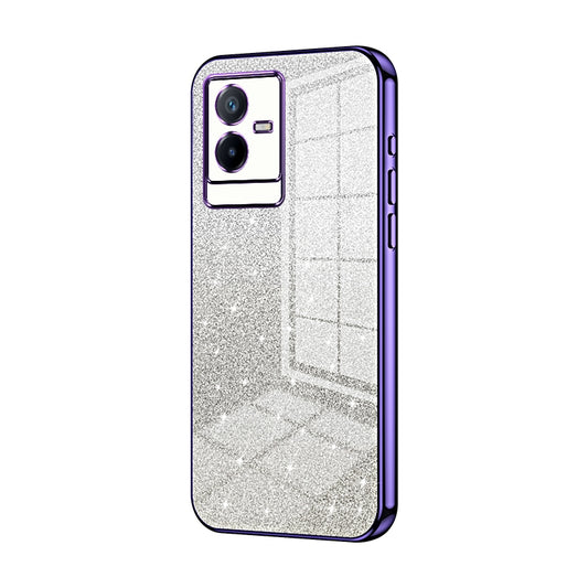 vivo T2x Luxurious Electroplated Gradient Glitter Powder Case - Enhanced Lens Protection