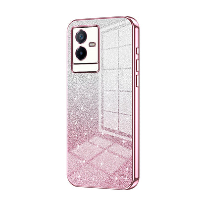 vivo T2x Luxurious Electroplated Gradient Glitter Powder Case - Enhanced Lens Protection