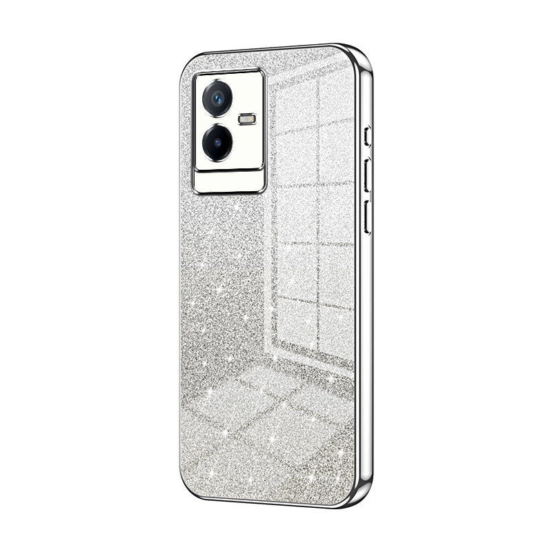 vivo T2x Luxurious Electroplated Gradient Glitter Powder Case - Enhanced Lens Protection