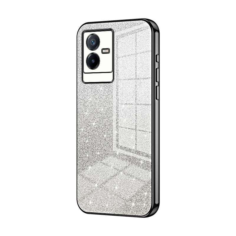 vivo T2x Luxurious Electroplated Gradient Glitter Powder Case - Enhanced Lens Protection