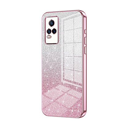 vivo V21e Luxurious Electroplated Gradient Glitter Powder Case - Enhanced Lens Protection