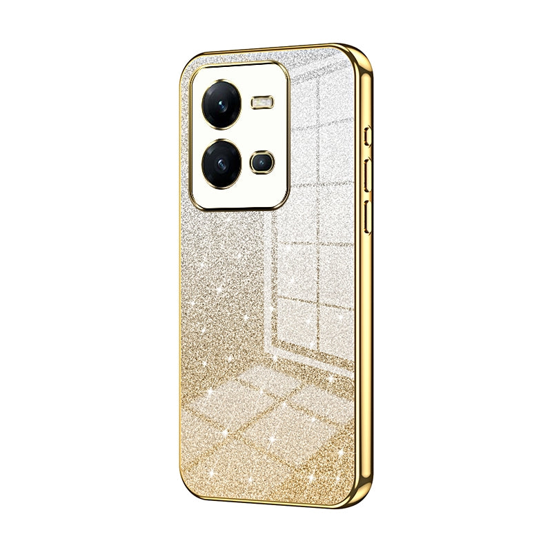 vivo V25 Luxurious Electroplated Gradient Glitter Powder Case - Enhanced Lens Protection