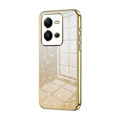 vivo V25 Luxurious Electroplated Gradient Glitter Powder Case - Enhanced Lens Protection