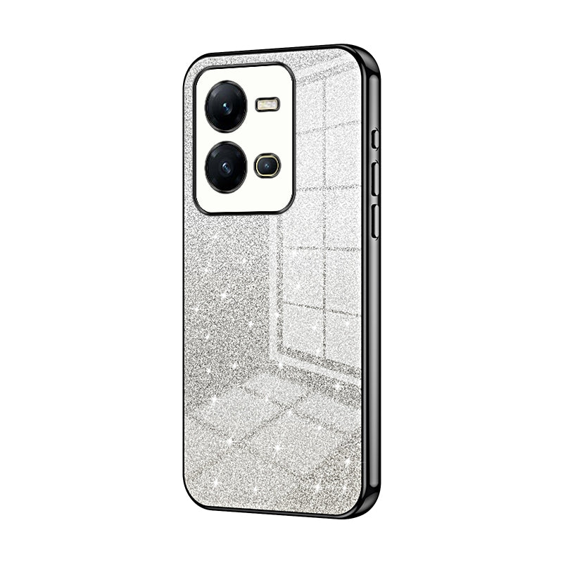 vivo V25 Luxurious Electroplated Gradient Glitter Powder Case - Enhanced Lens Protection