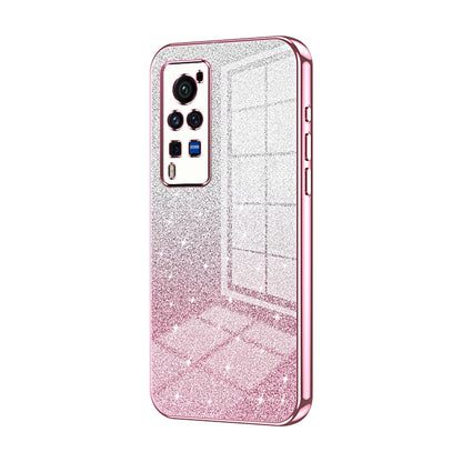 vivo X60 Pro Luxurious Electroplated Gradient Glitter Powder Case - Enhanced Lens Protection