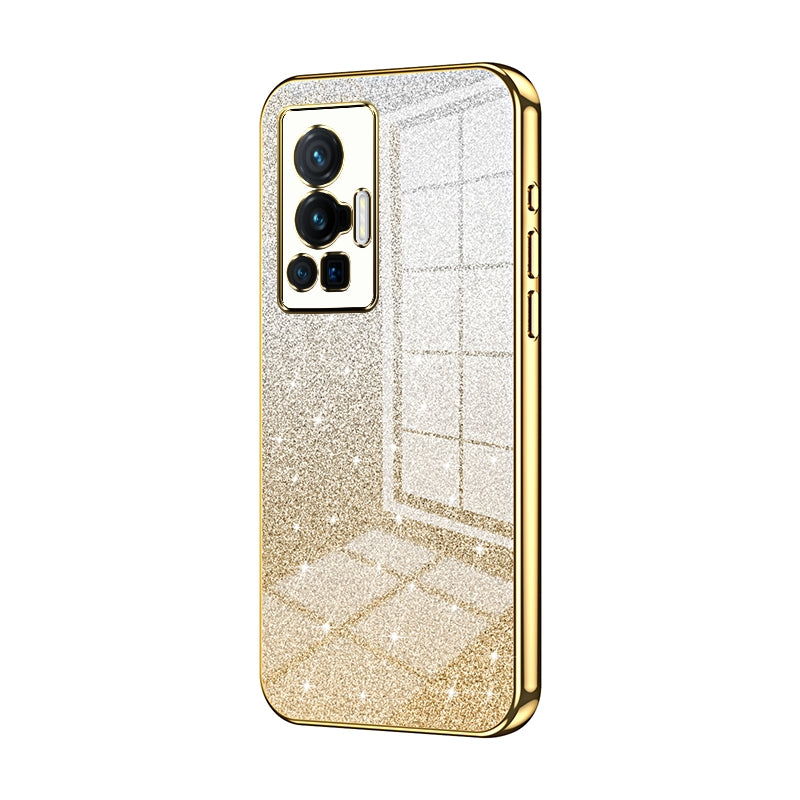 vivo X70 Pro Luxurious Electroplated Gradient Glitter Powder Case - Enhanced Lens Protection