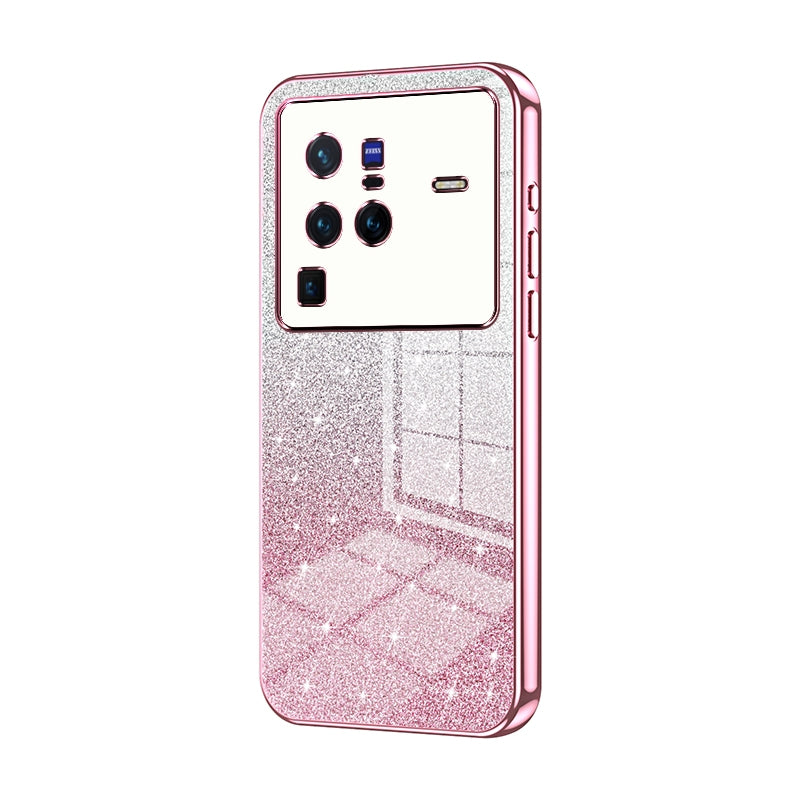 vivo X80 Pro Luxurious Electroplated Gradient Glitter Powder Case - Enhanced Lens Protection