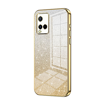 vivo T1x Luxurious Electroplated Gradient Glitter Powder Case - Enhanced Lens Protection