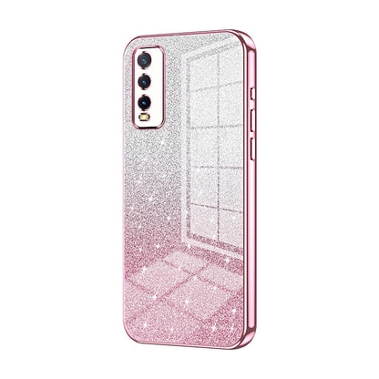 For vivo Y20 Luxurious Electroplated Gradient Glitter Powder Case - Enhanced Lens Protection
