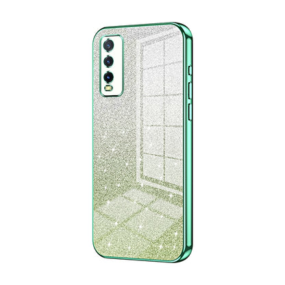 For vivo Y20 Luxurious Electroplated Gradient Glitter Powder Case - Enhanced Lens Protection
