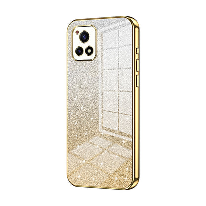 vivo iQOO U3 Luxurious Electroplated Gradient Glitter Powder Case - Enhanced Lens Protection