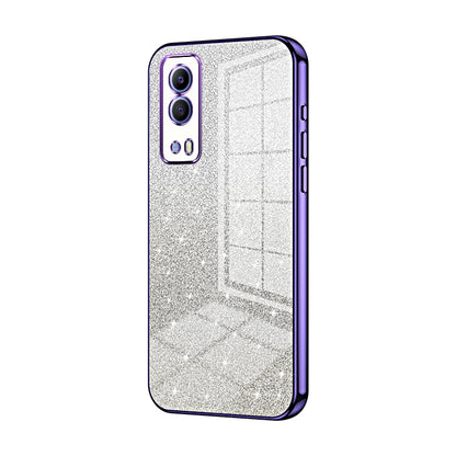 vivo iQOO Z5x Luxurious Electroplated Gradient Glitter Powder Case - Enhanced Lens Protection