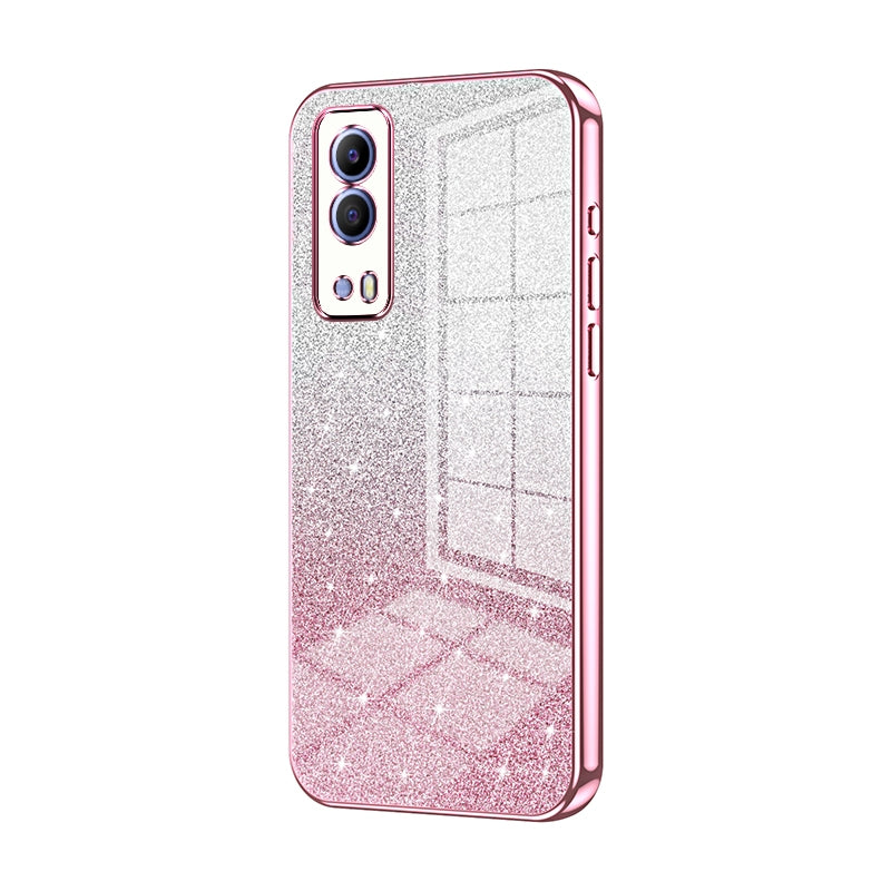 vivo iQOO Z5x Luxurious Electroplated Gradient Glitter Powder Case - Enhanced Lens Protection