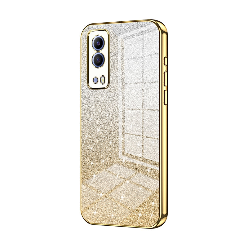 vivo iQOO Z5x Luxurious Electroplated Gradient Glitter Powder Case - Enhanced Lens Protection