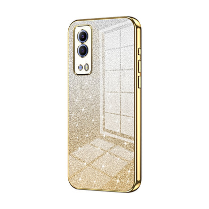 vivo iQOO Z5x Luxurious Electroplated Gradient Glitter Powder Case - Enhanced Lens Protection