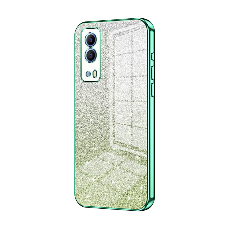 vivo iQOO Z5x Luxurious Electroplated Gradient Glitter Powder Case - Enhanced Lens Protection