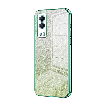 vivo iQOO Z5x Luxurious Electroplated Gradient Glitter Powder Case - Enhanced Lens Protection