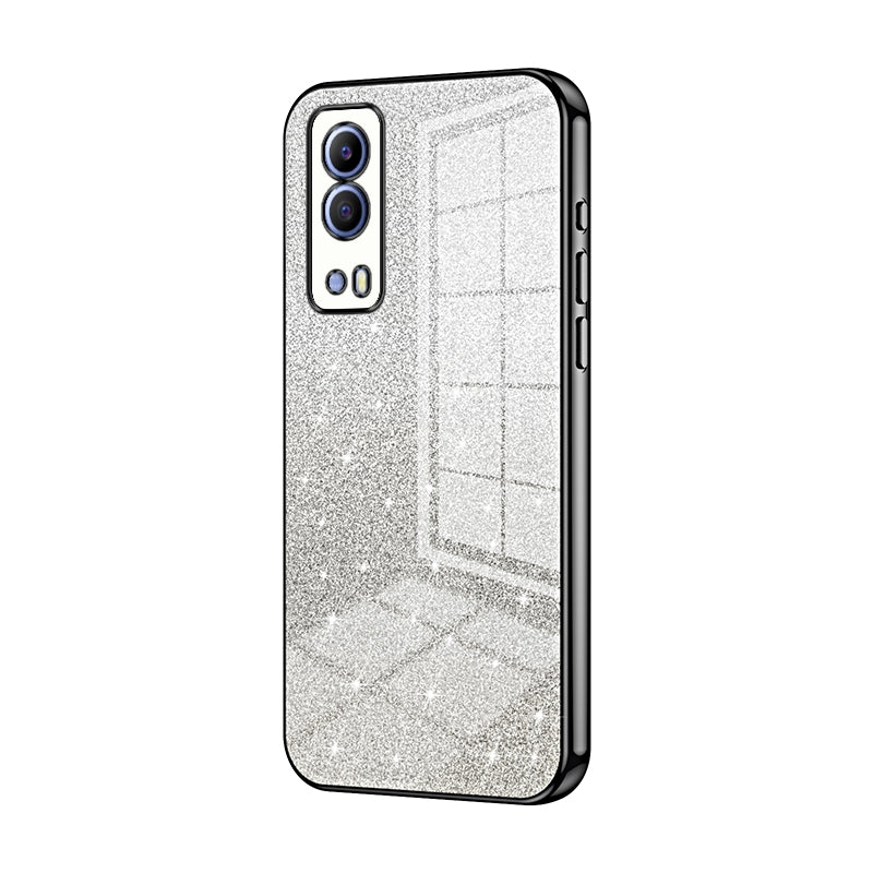 vivo iQOO Z5x Luxurious Electroplated Gradient Glitter Powder Case - Enhanced Lens Protection