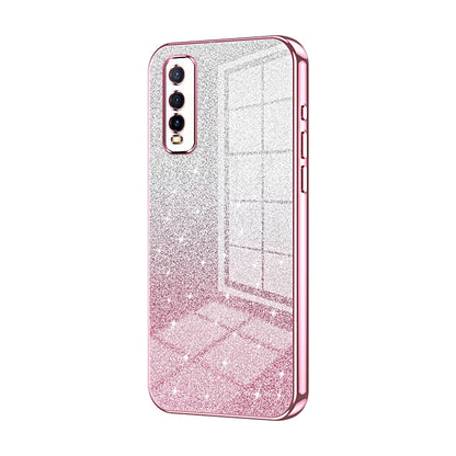 vivo Y70s Luxurious Electroplated Gradient Glitter Powder Case - Enhanced Lens Protection