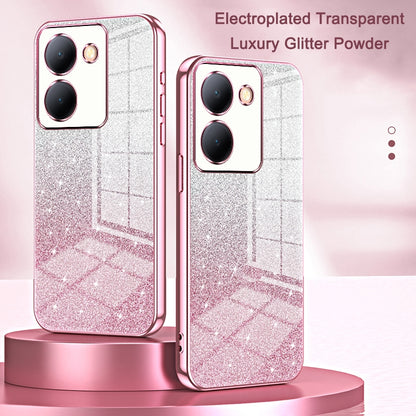 vivo X50 Pro+ Luxurious Electroplated Gradient Glitter Powder Case - Enhanced Lens Protection